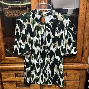 DKNY Green and Black Women's Top